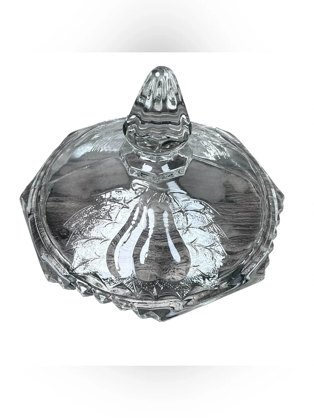 Jeannette Vintage Baltimore Pear‎ Footed Sugar Bowl Lid Clear Pressed Glass